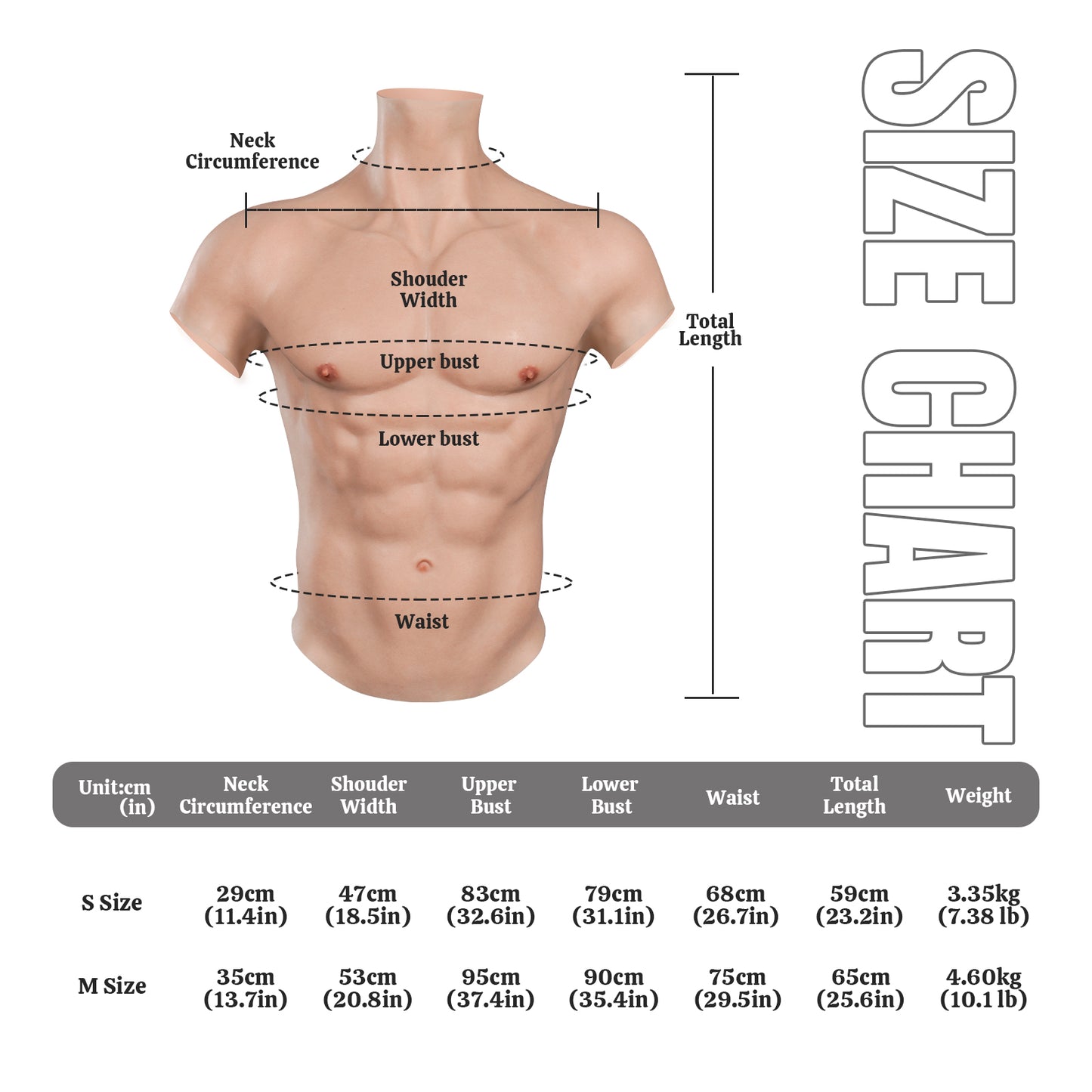 Muscle Suit Fake Abs with Zipper