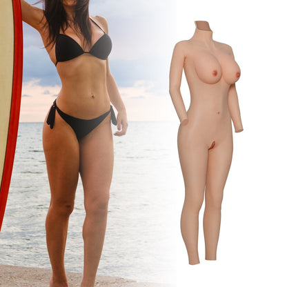 D cup Bodysuit Ankle-length Long Sleeve Back Zipper 4G