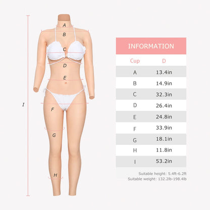 D cup Bodysuit Ankle-length Long Sleeve Back Zipper 4G